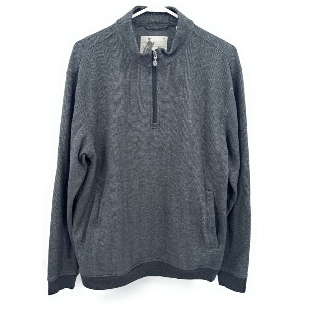 Linksoul‎ 1/4 Zip Pullover Men L Gray Pullover 100% Luxury Cotton Golf Pockets